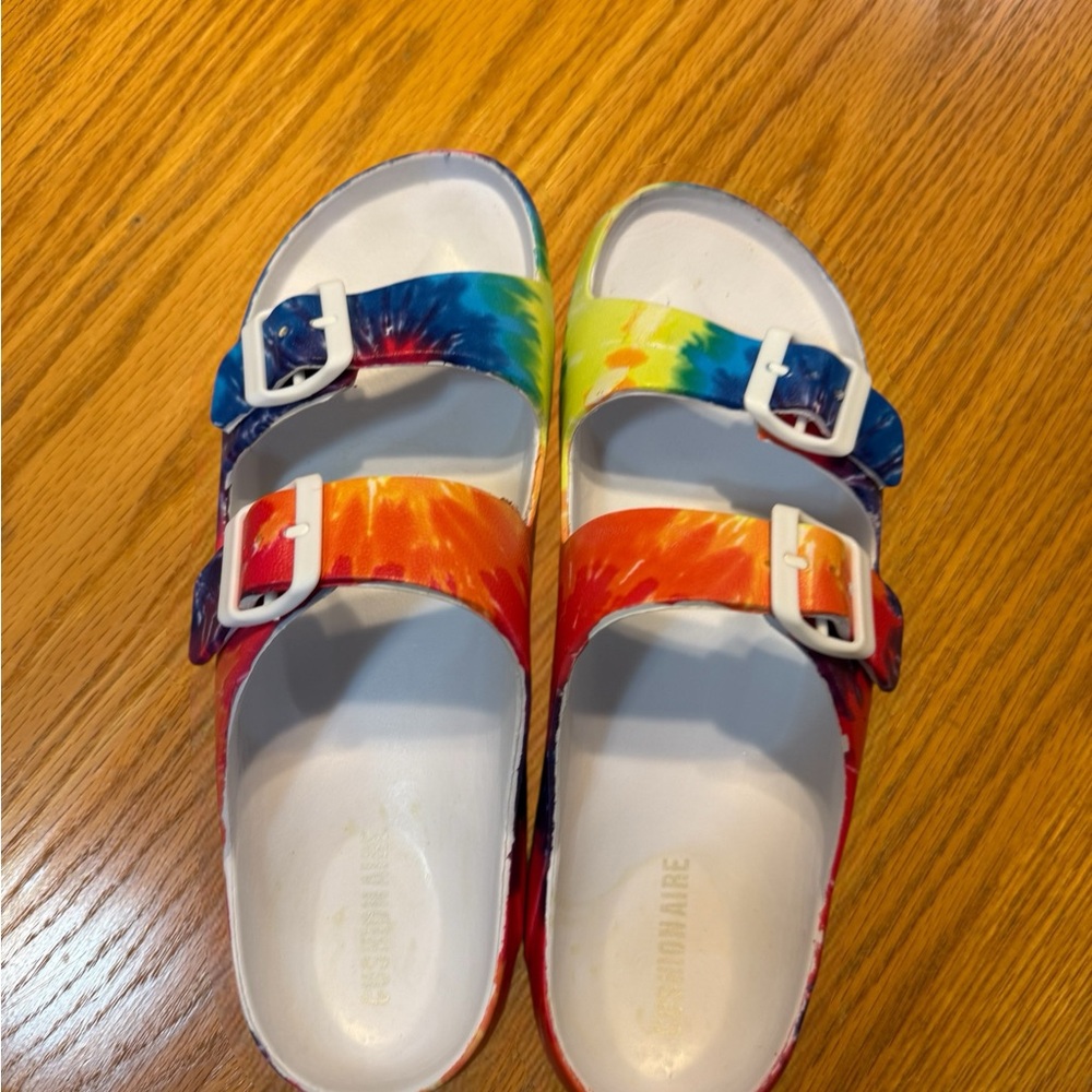 Curated Cushionaire Slide Sandals Women’s Size 10 Tie Dye Double Buckle - Picture 6 of 6
